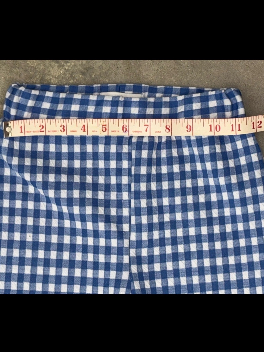 Urban Outfitters Casey Kick Flare Leg Pants Gingham Check Blue White SZ.XS - Picture 5 of 8